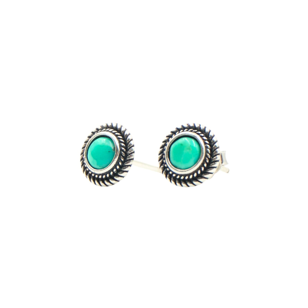 HAJA EARRINGS SILVER TURQUOISE ROPE STUDS