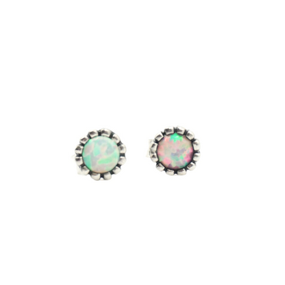 YAX EARRINGS ROUND WHITE OPAL STUDS