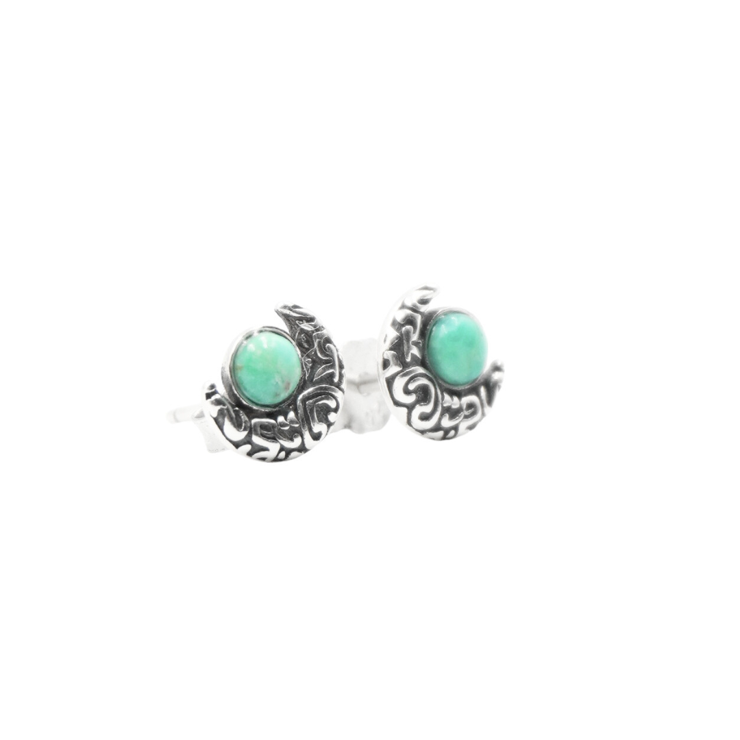 KORIMA EARRINGS SILVER TURQUOISE MOON STUDS