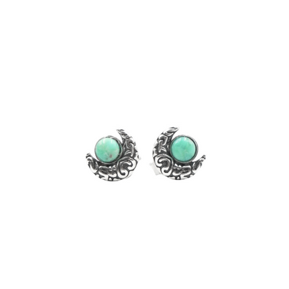 KORIMA EARRINGS SILVER TURQUOISE MOON STUDS