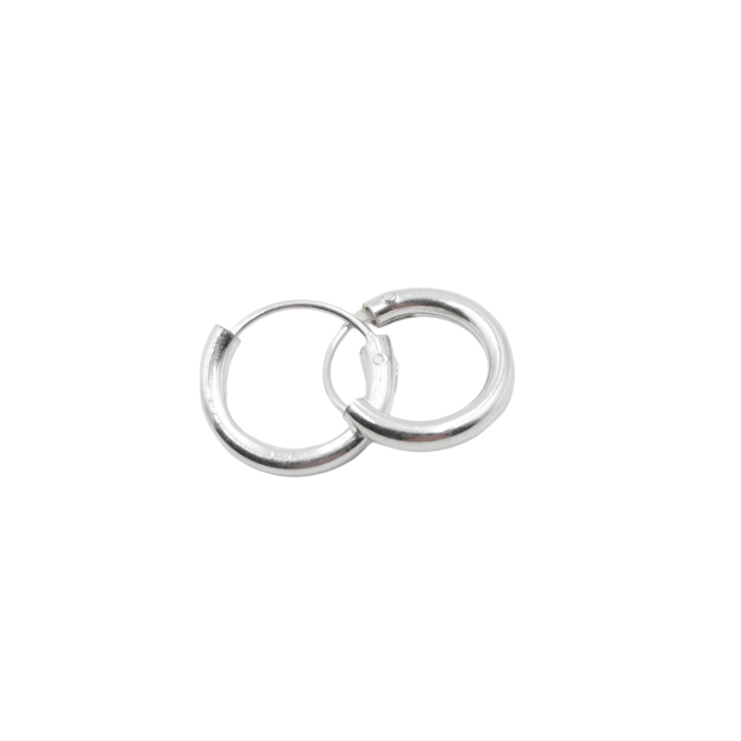 SAK 12 EARRINGS SILVER HOOPS 12 MM