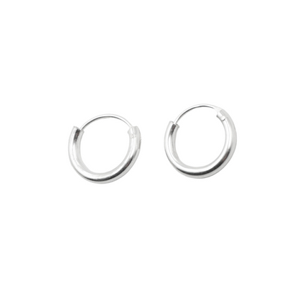 SAK 12 EARRINGS SILVER HOOPS 12 MM