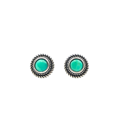 HAJA EARRINGS SILVER TURQUOISE ROPE STUDS