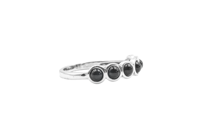 YAXIL RING MULTIPLE BLACK AGATE STONE RING