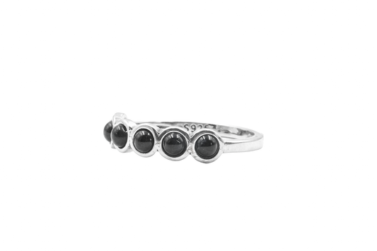 YAXIL RING MULTIPLE BLACK AGATE STONE RING