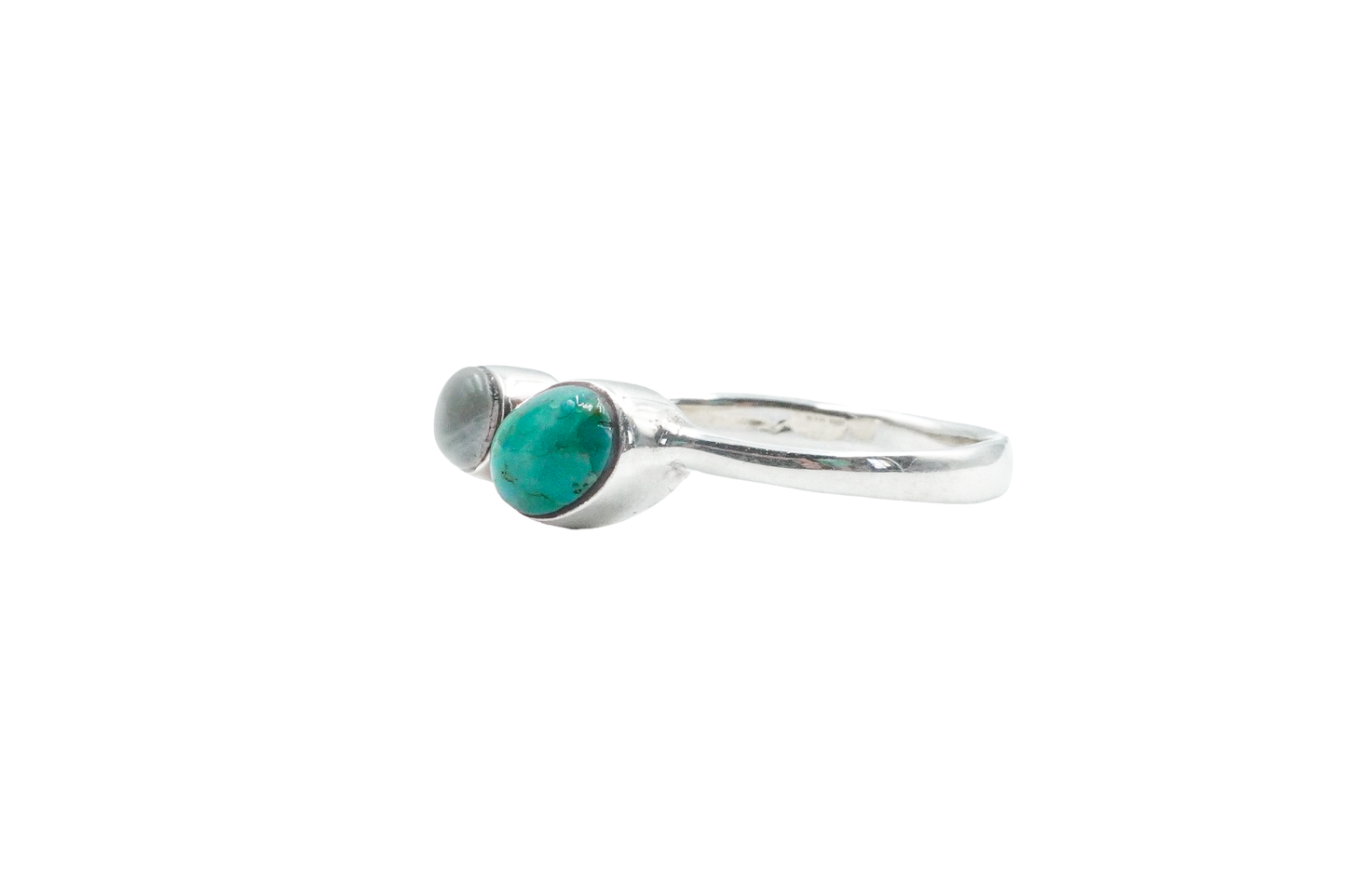 KIWIKA RING DOUBLE STONE RING TURQUOISE & MOONSTONE