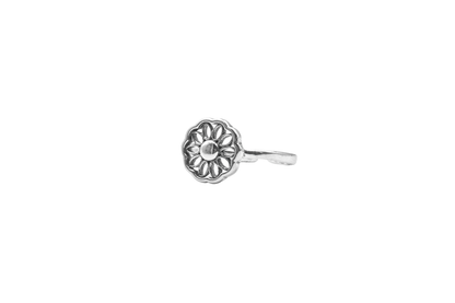 XUNAN MIDI RING MIDI & TOE  SILVER DAISY MANDALA RING