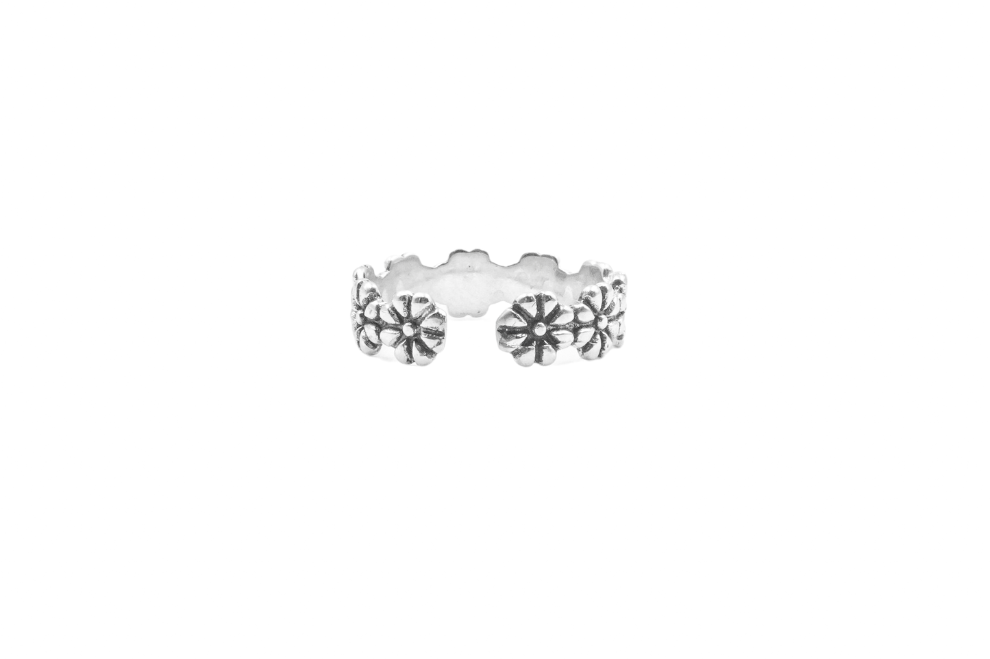 SHIWARI MIDI RING MIDI & TOE SILVER FLOWER