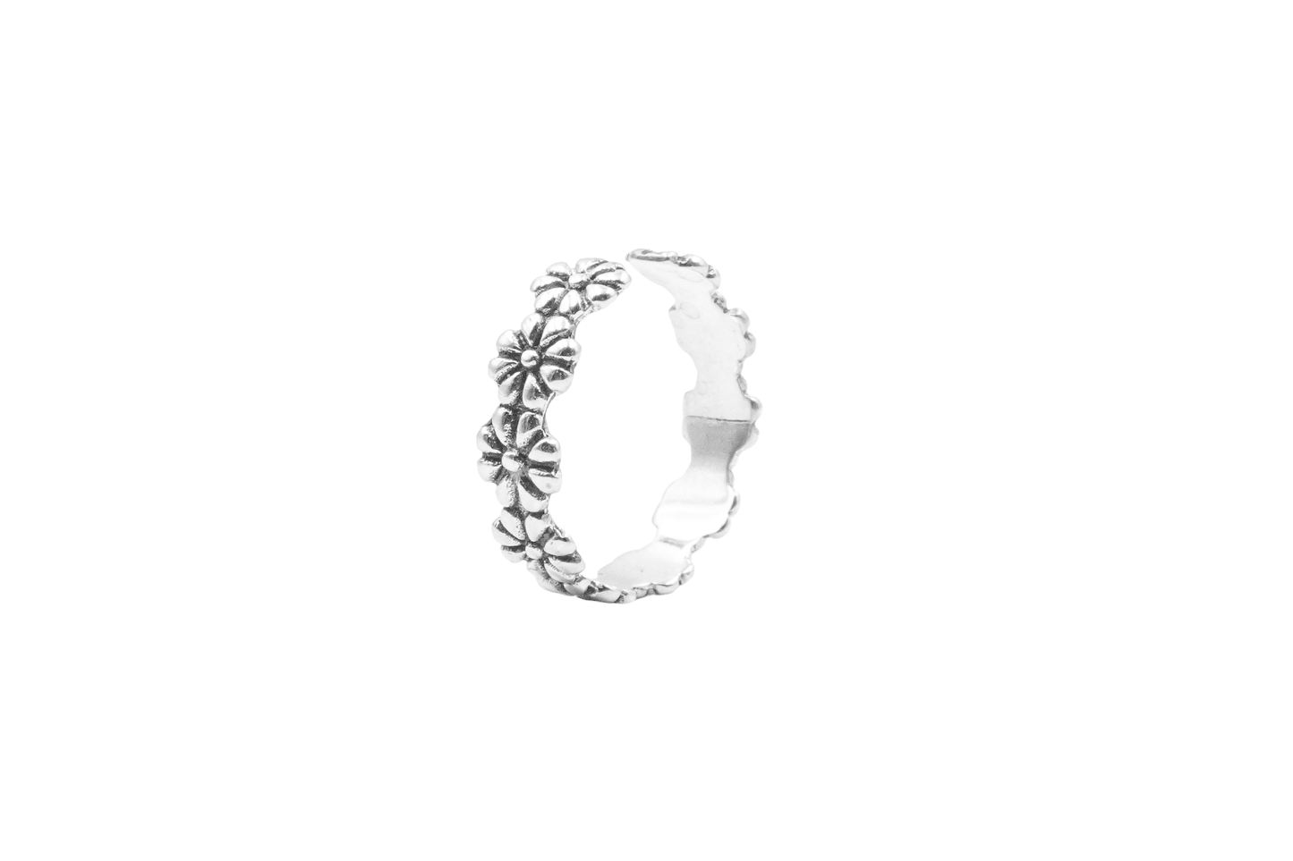 SHIWARI MIDI RING MIDI & TOE SILVER FLOWER