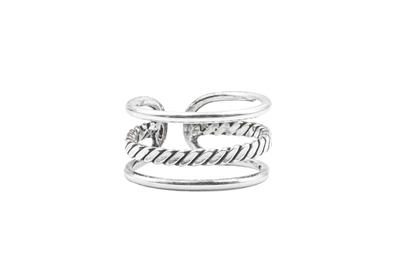 KUKURI RING SILVER LINES AND ROPE