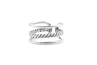 KUKURI RING SILVER LINES AND ROPE