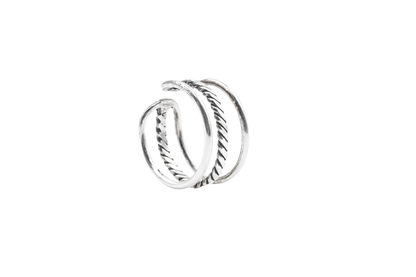 KUKURI RING SILVER LINES AND ROPE