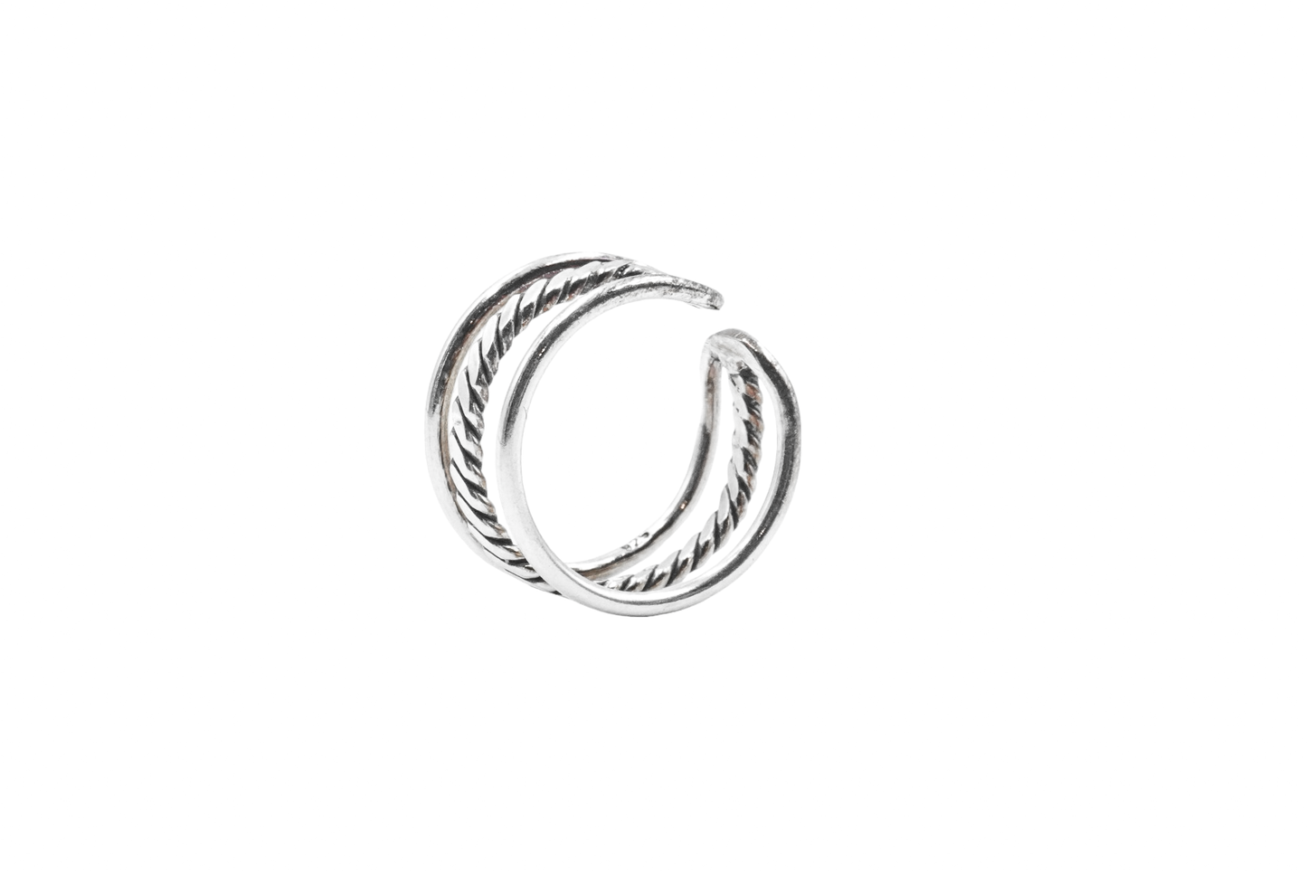 KUKURI RING SILVER LINES AND ROPE