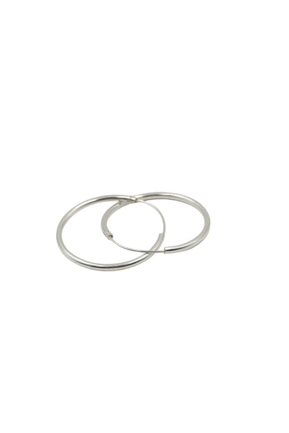 SAK 25 EARRINGS SILVER HOOPS 25 MM