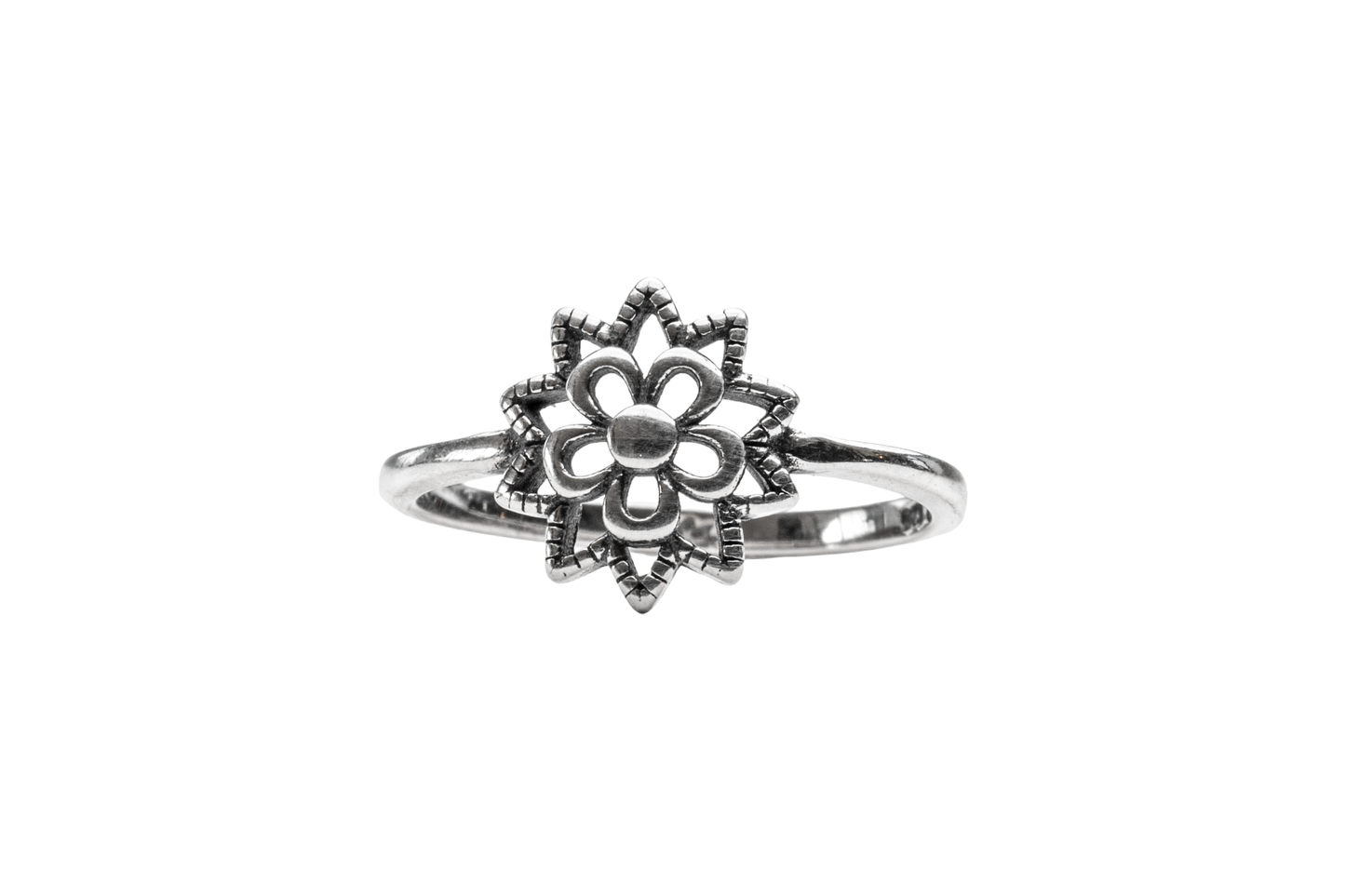 TSIKUL RING MANDALA FLOWER SILVER RING