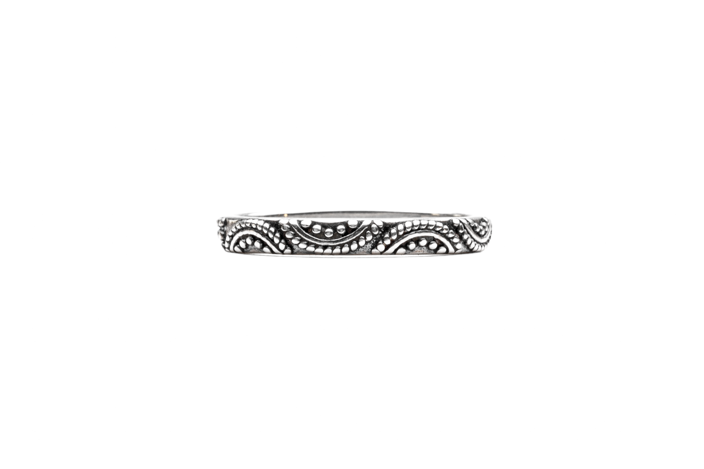 JUPANI RING HALF CIRCLE DOT SILVER RING